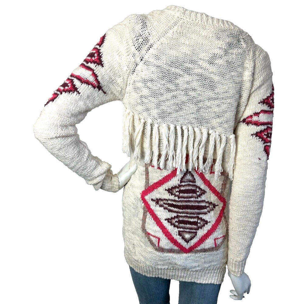 BKE Cardigan Sweater Womens XS NWT Aztec Fringe Open Front Western Southwestern